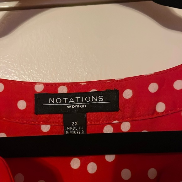 Notations Tops - Polka dot long sleeve blouse.